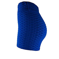 Load image into Gallery viewer, BCCSK Yoga High Waist Shorts Pants Peach Lift Stacked Leggings Hot Pants (Blue, L)
