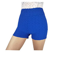 Load image into Gallery viewer, BCCSK Yoga High Waist Shorts Pants Peach Lift Stacked Leggings Hot Pants (Blue, L)
