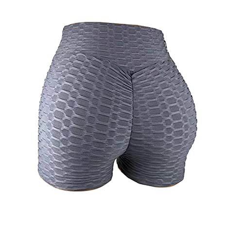 BCCSK Yoga High Waist Shorts Pants Peach Lift Stacked Leggings Hot Pants (Gray, S)