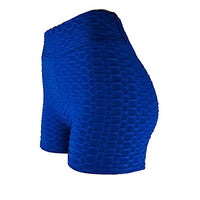 Load image into Gallery viewer, BCCSK Yoga High Waist Shorts Pants Peach Lift Stacked Leggings Hot Pants (Blue, L)
