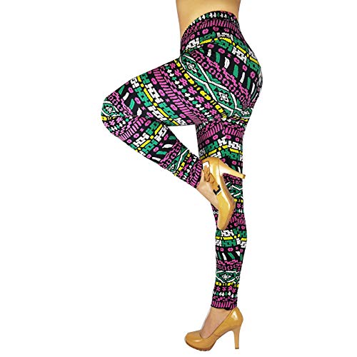 BCCSK High Stretch Leggings for Women No See Through Printed Yoga Control Capri Workout Running Reg&Plus(YP32, Plus)