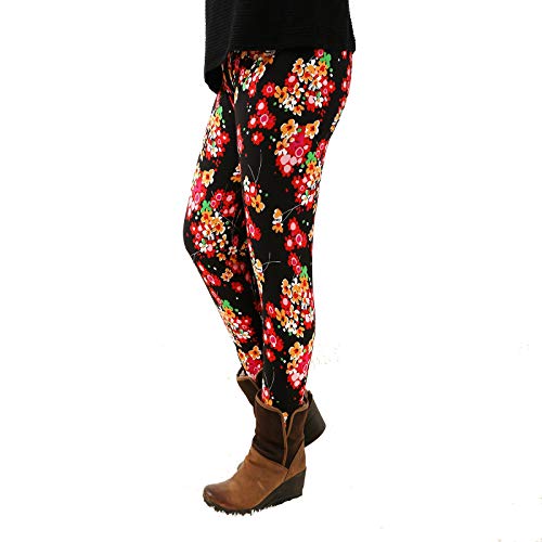 BCCSK High Stretch Leggings for Women No See Through Printed Yoga Control Capri Workout Running Reg&Plus (YP17, Plus)