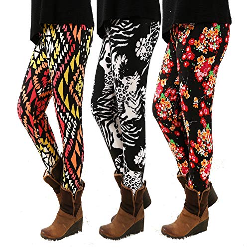 BCCSK Fashion Printed Leggings for Women No See Through High Stretch Super Soft Leggings Plus(YP22-YP17-YP18, Plus)…